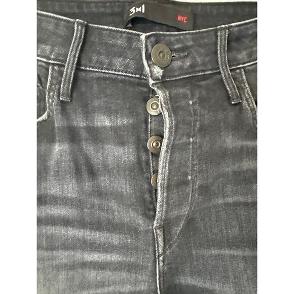 3x1 NYC🌿Women’s Jeans SZ 28 Button Fly Distressed Black Cropped Flare Premium - Picture 3 of 12